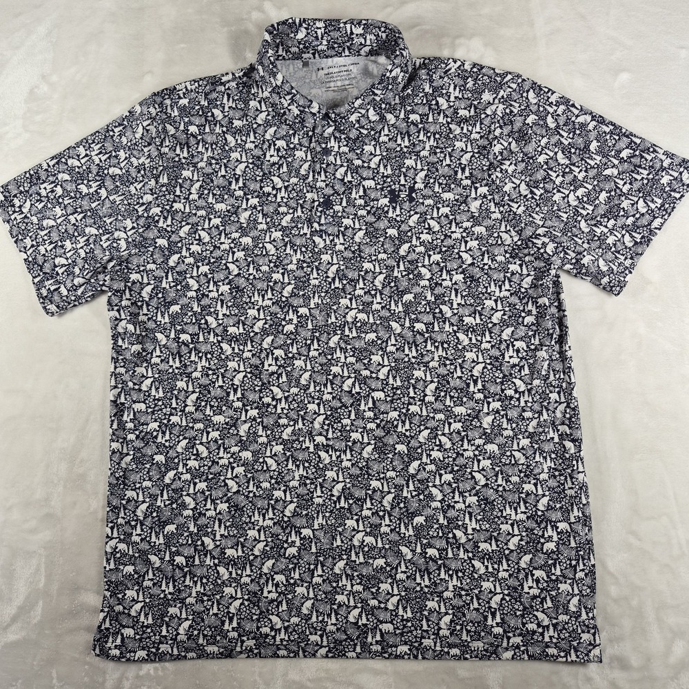 Under Armour The Playoff Polo Shirt Men's 2XLT Tall Blue Bear Forest Performance